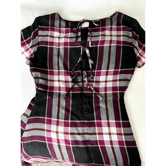 LOFT Women's Petit Mini Dress Short Sleeves Size 00P Plaid - Picture 6 of 10
